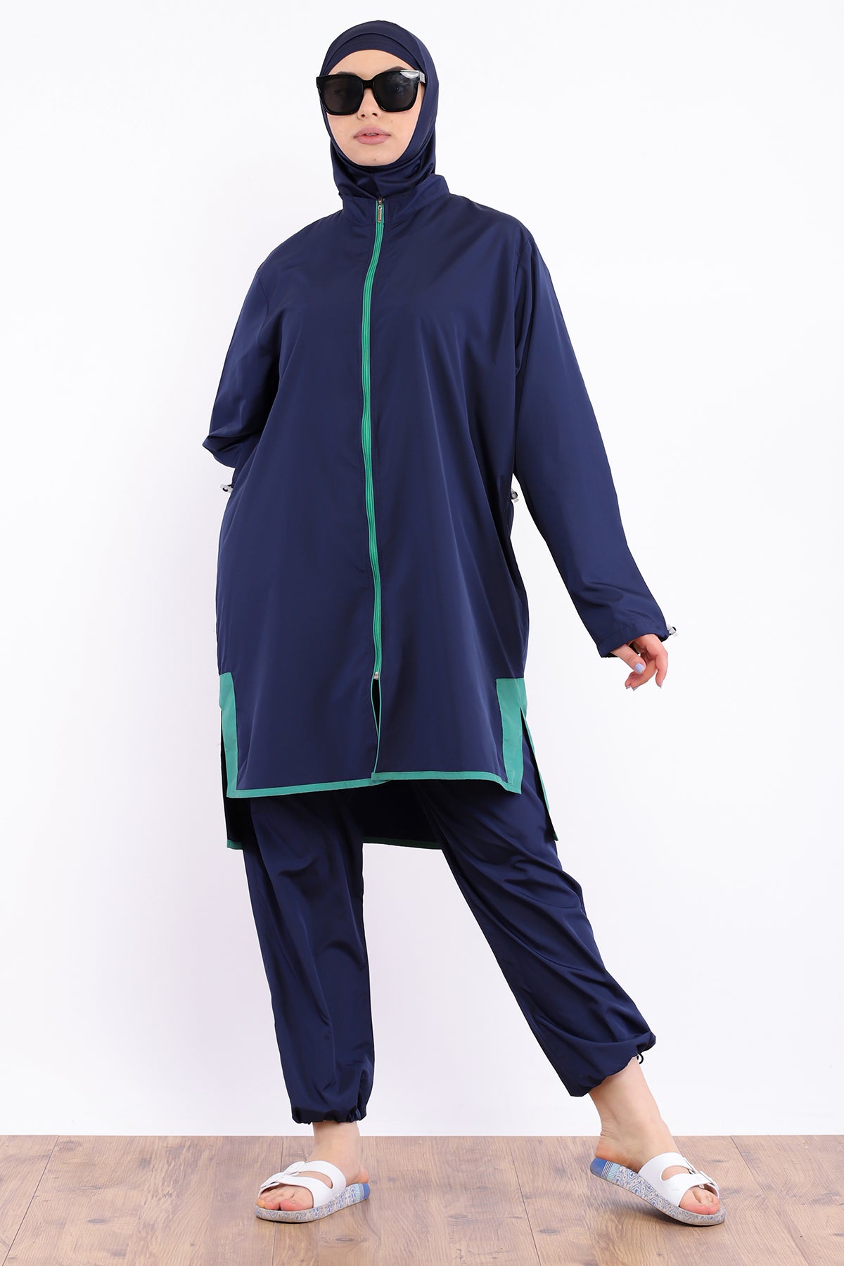 Full Cover Swimsuit Burkini With Zip