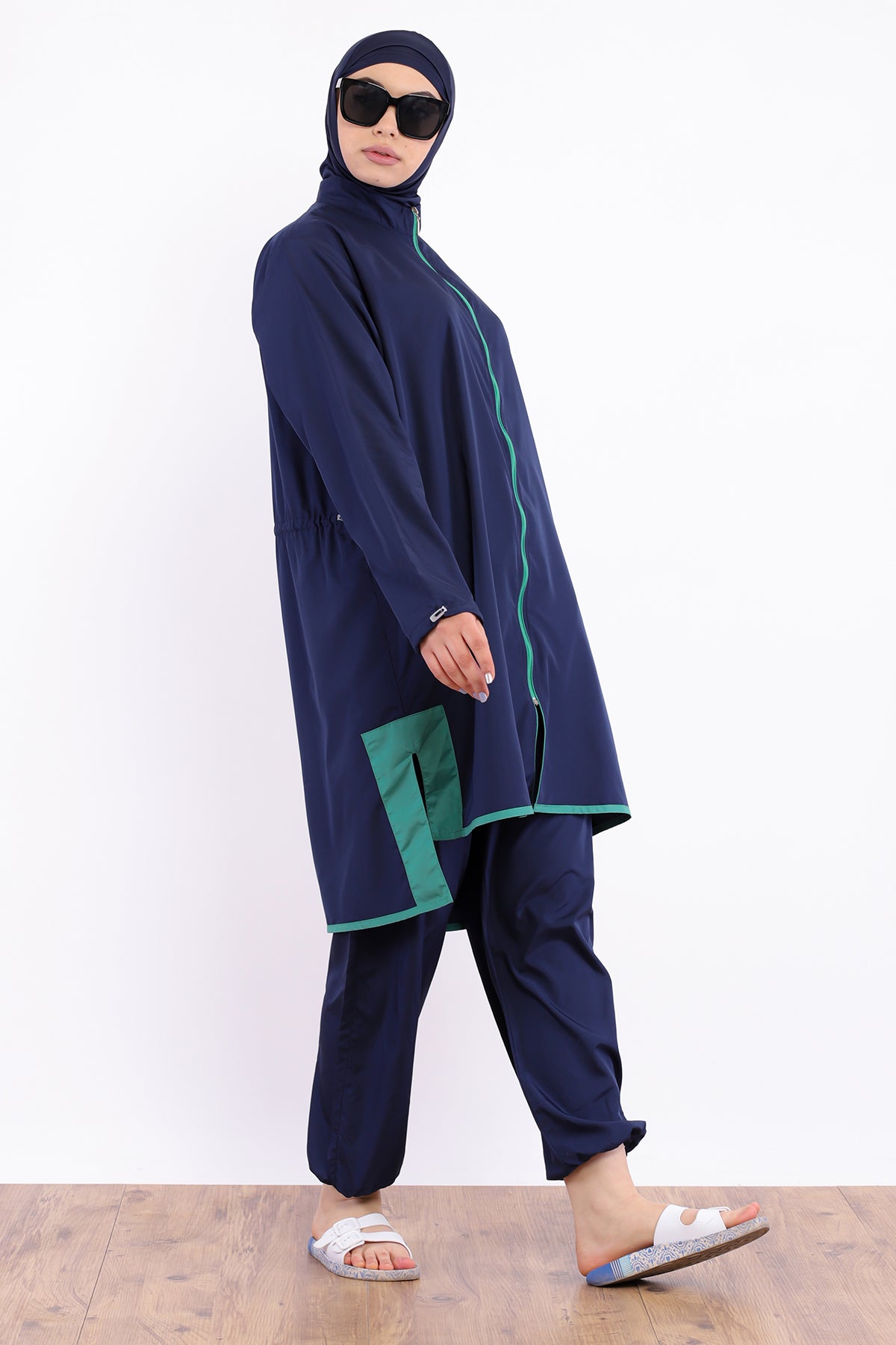 Full Cover Swimsuit Burkini With Zip