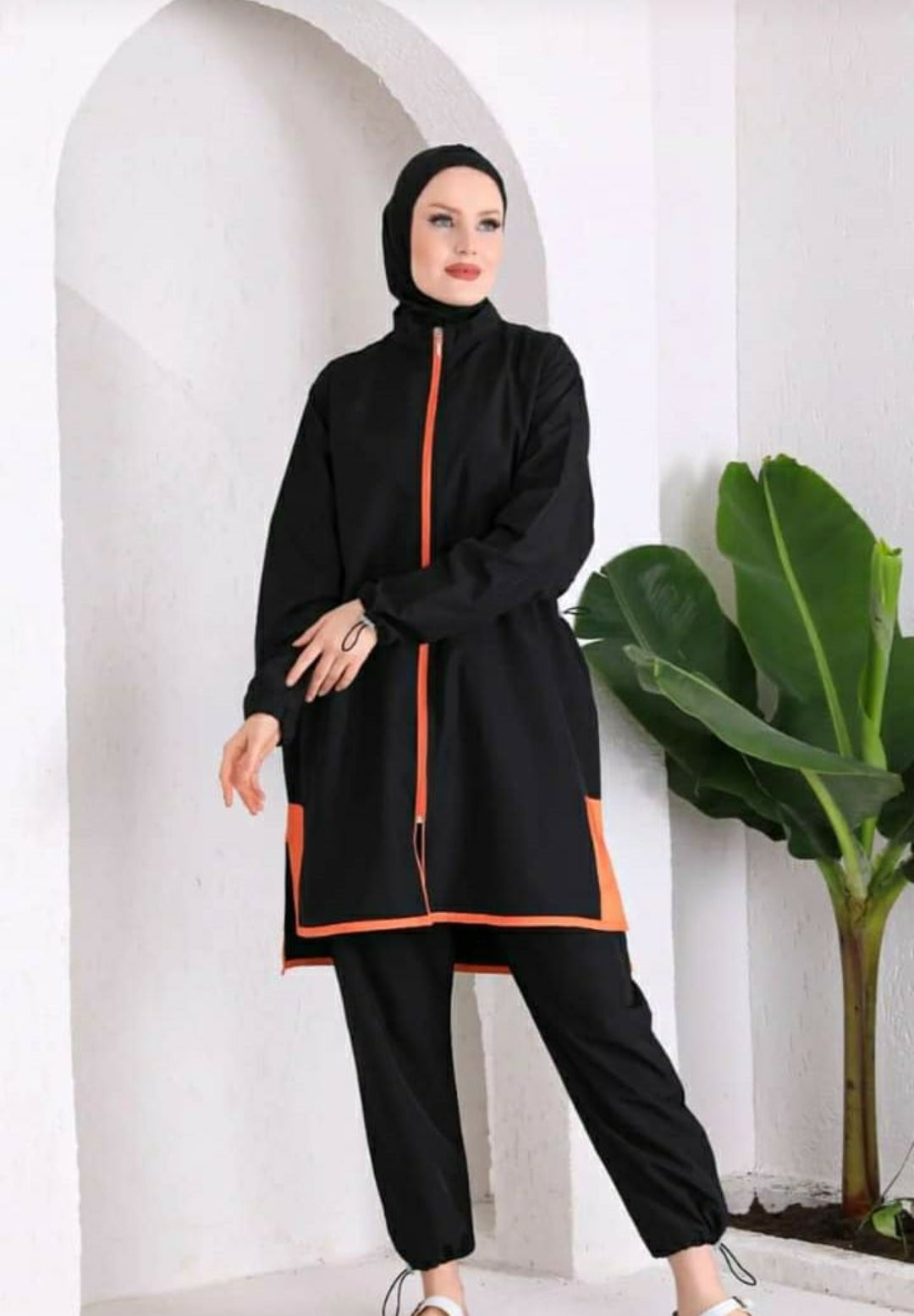 Full Cover Swimsuit Burkini With Zip