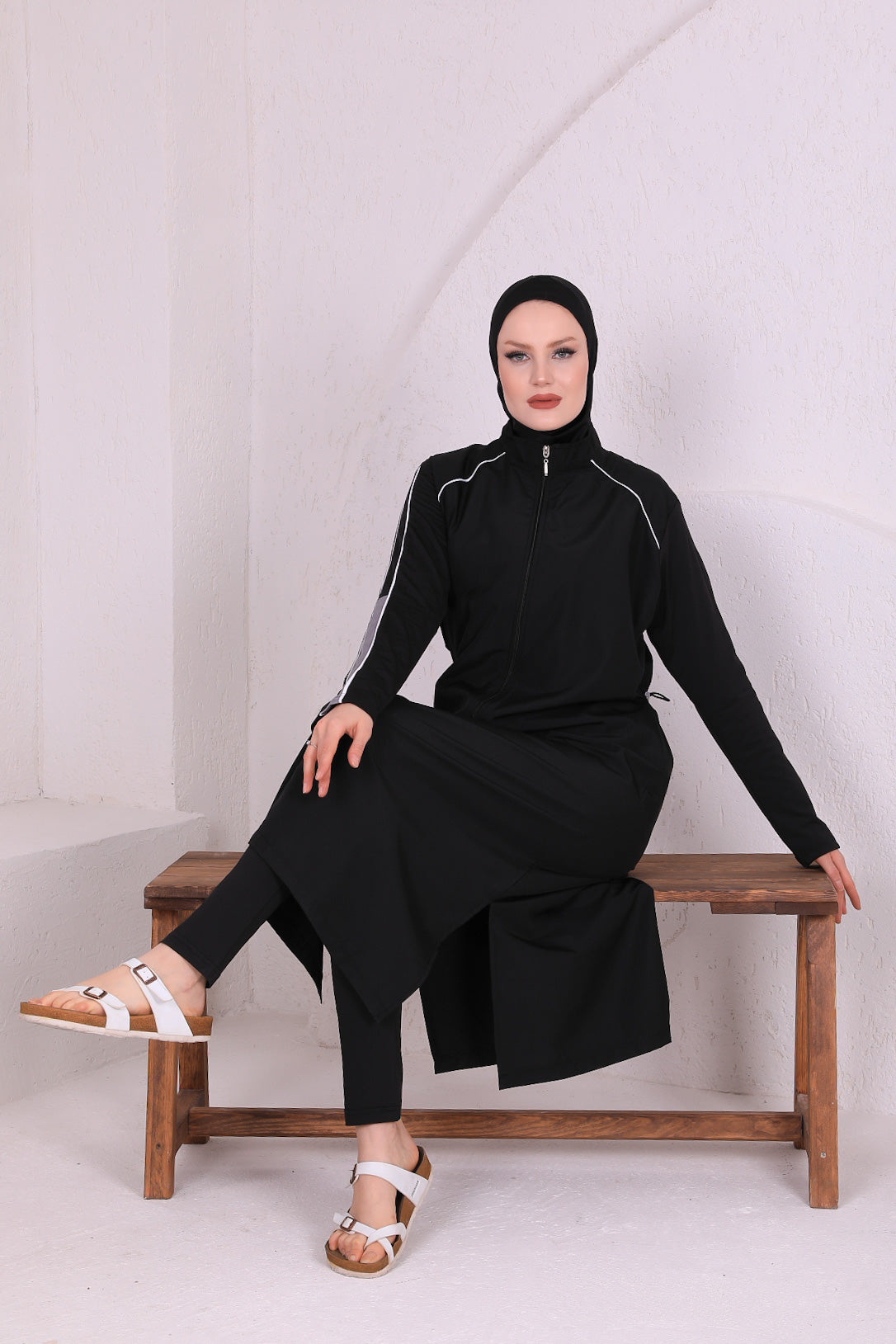 Full Cover Swimsuit Burkini With Zip