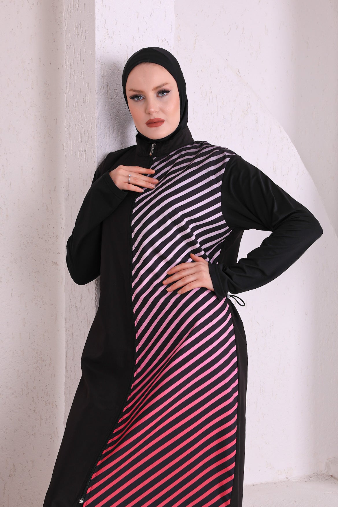 Full Cover Swimsuit Burkini With Zip