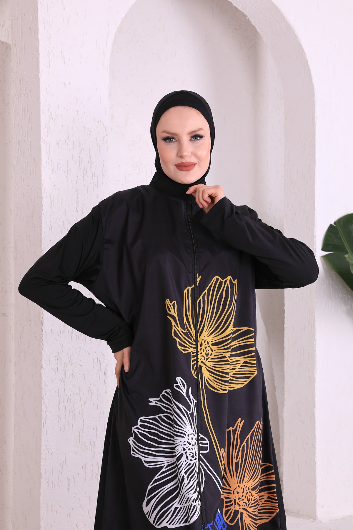 Full Cover Swimsuit Burkini With Zip