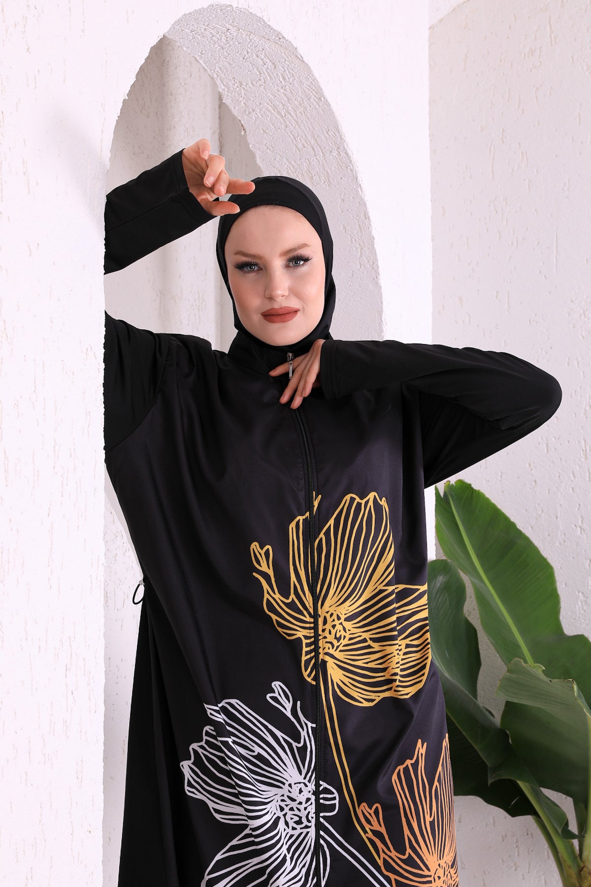 Full Cover Swimsuit Burkini With Zip