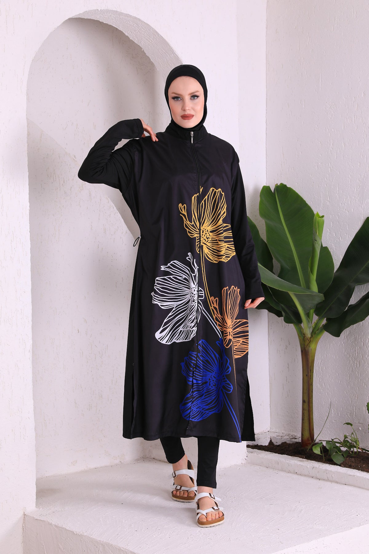 Full Cover Swimsuit Burkini With Zip