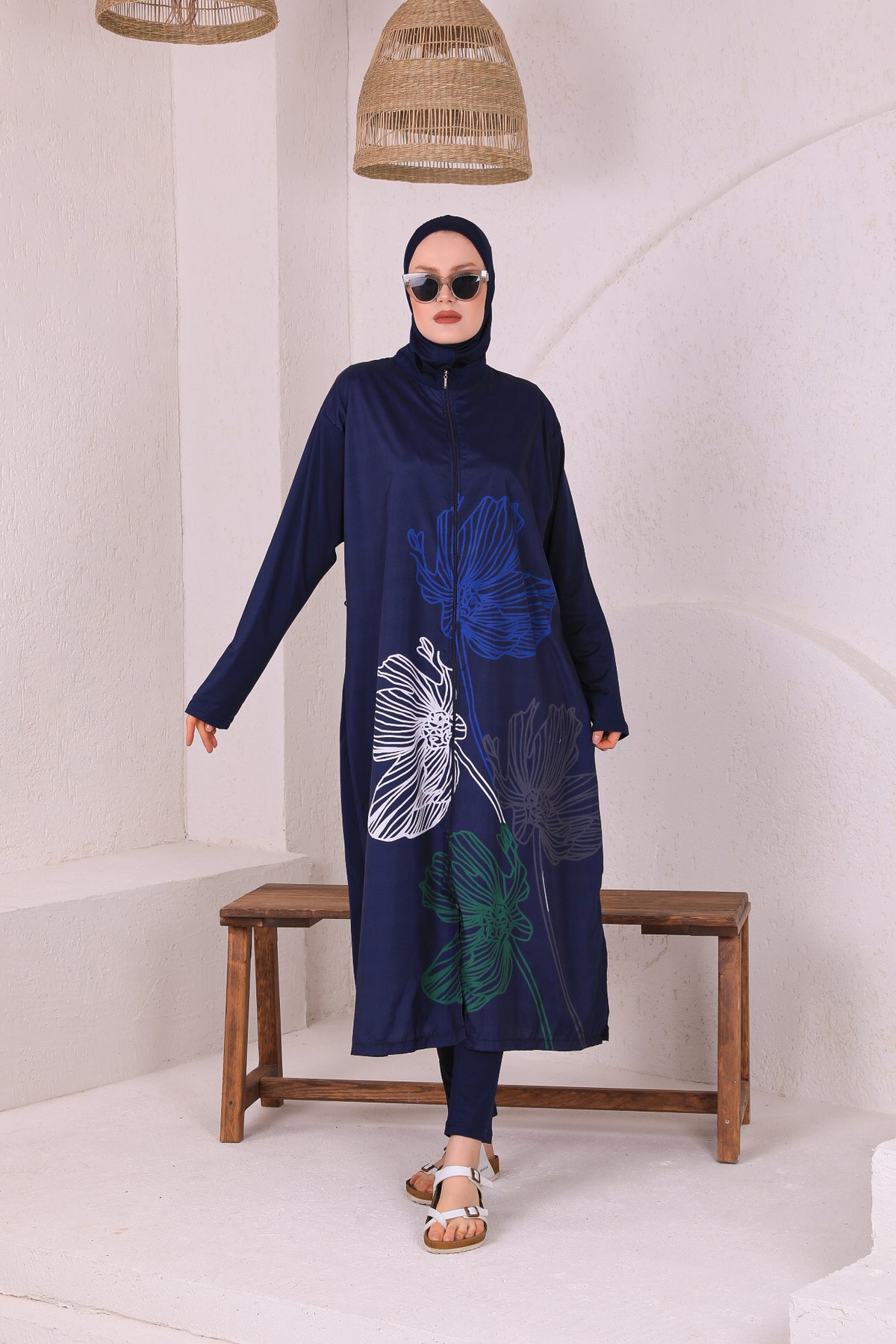 Full Cover Swimsuit Burkini With Zip