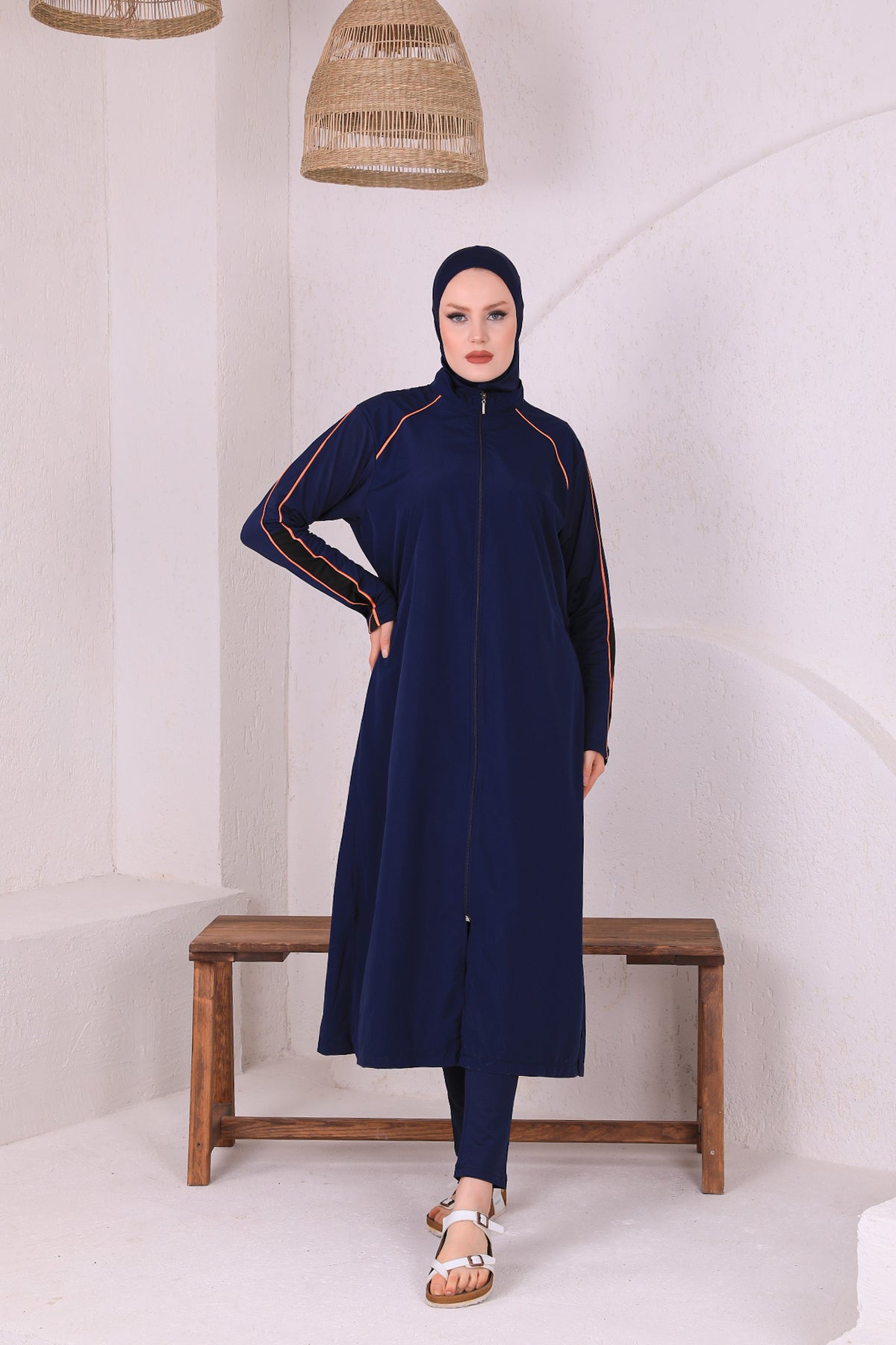 Full Cover Swimsuit Burkini With Zip