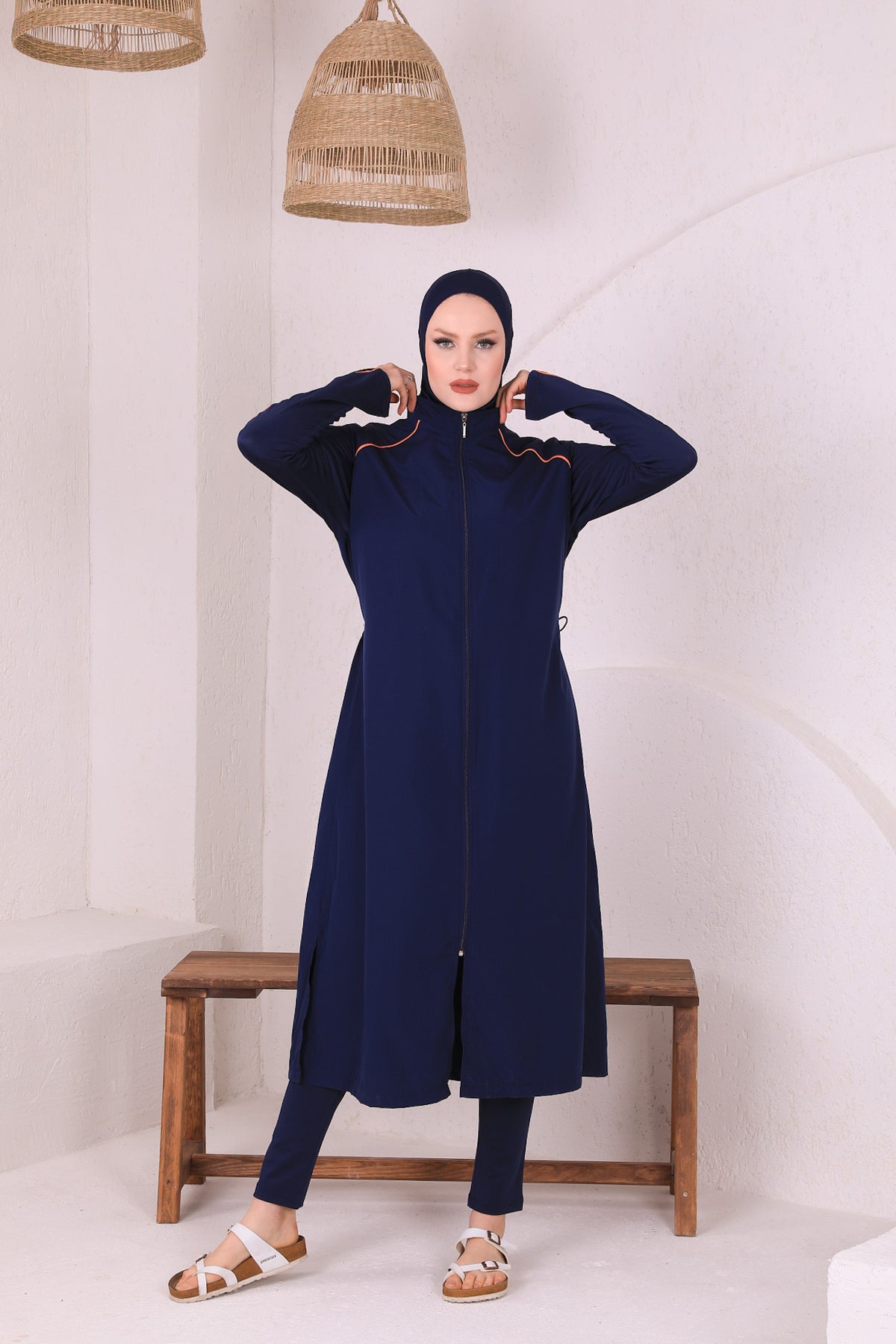 Full Cover Swimsuit Burkini With Zip